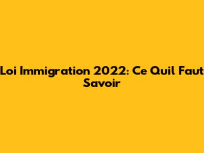 Loi Immigration 2022: Ce Qu'il Faut Savoir