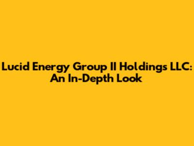 Lucid Energy Group II Holdings LLC: An In-Depth Look