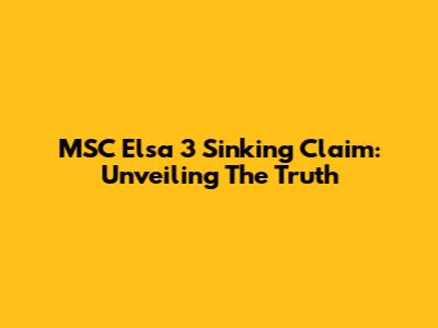 MSC Elsa 3 Sinking Claim: Unveiling The Truth