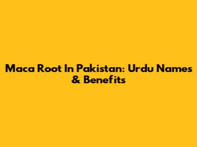 Maca Root In Pakistan: Urdu Names & Benefits
