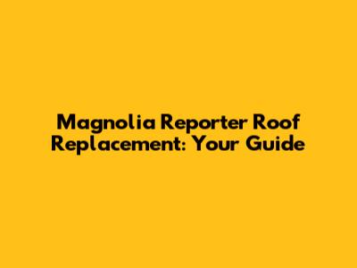 Magnolia Reporter Roof Replacement: Your Guide