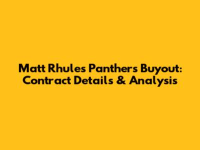 Matt Rhule's Panthers Buyout: Contract Details & Analysis