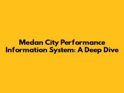 Medan City Performance Information System: A Deep Dive