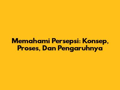 Memahami Persepsi: Konsep, Proses, Dan Pengaruhnya