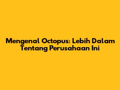 Mengenal Octopus: Lebih Dalam Tentang Perusahaan Ini