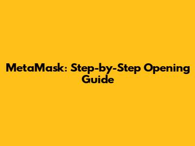 MetaMask: Step-by-Step Opening Guide