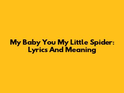 My Baby You My Little Spider: Lyrics And Meaning
