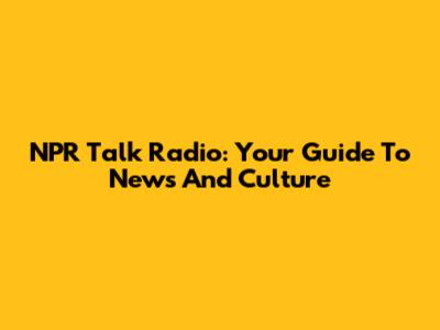 NPR Talk Radio: Your Guide To News And Culture
