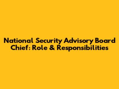 National Security Advisory Board Chief: Role & Responsibilities
