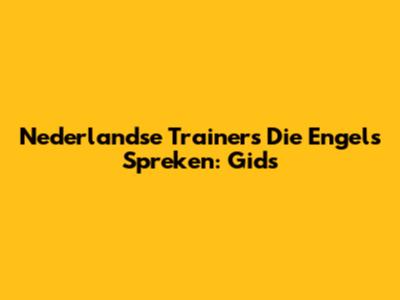 Nederlandse Trainers Die Engels Spreken: Gids