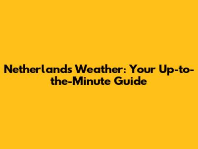 Netherlands Weather: Your Up-to-the-Minute Guide