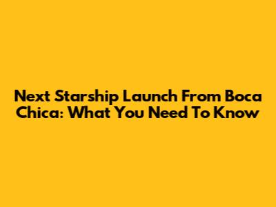 Next Starship Launch From Boca Chica: What You Need To Know