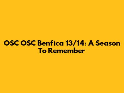 OSC OSC Benfica 13/14: A Season To Remember