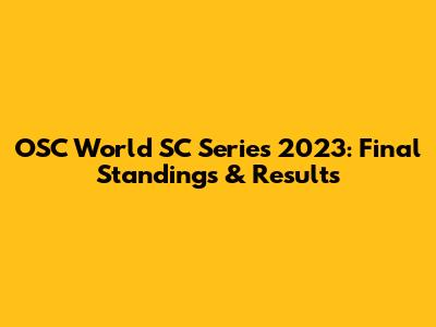OSC World SC Series 2023: Final Standings & Results