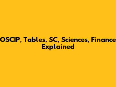 OSCIP, Tables, SC, Sciences, Finance Explained