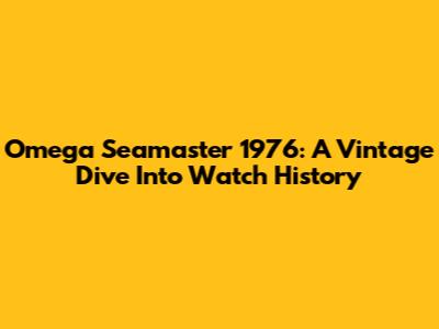 Omega Seamaster 1976: A Vintage Dive Into Watch History