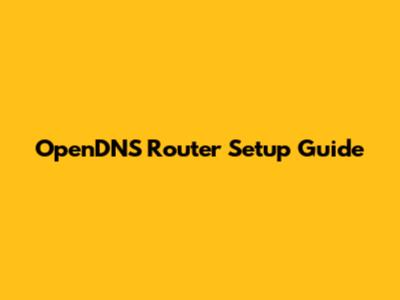 OpenDNS Router Setup Guide