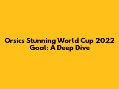 Orsic's Stunning World Cup 2022 Goal: A Deep Dive