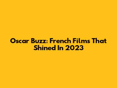 Oscar Buzz: French Films That Shined In 2023