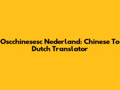 Oscchinesesc Nederland: Chinese To Dutch Translator
