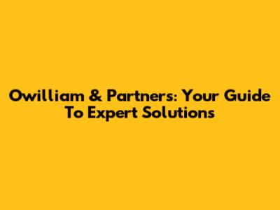 Owilliam & Partners: Your Guide To Expert Solutions