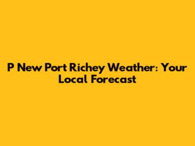 P New Port Richey Weather: Your Local Forecast