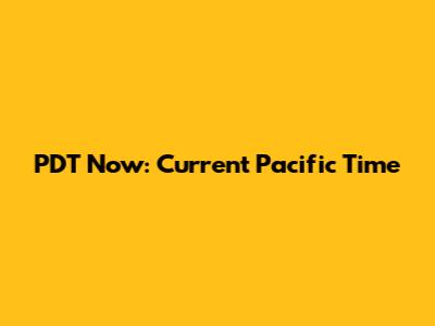 PDT Now: Current Pacific Time