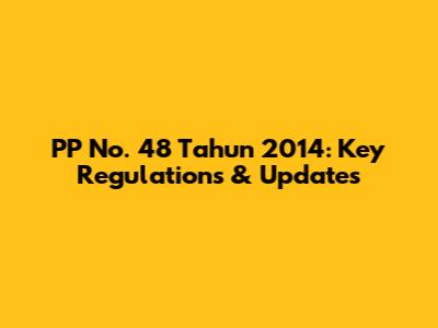 PP No. 48 Tahun 2014: Key Regulations & Updates