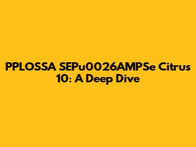PPLOSSA SEPu0026AMPSe Citrus 10: A Deep Dive