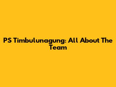 PS Timbulunagung: All About The Team