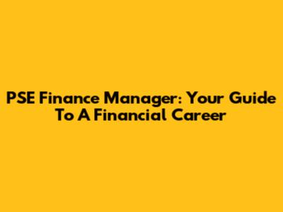 PSE Finance Manager: Your Guide To A Financial Career