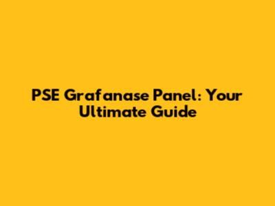 PSE Grafanase Panel: Your Ultimate Guide