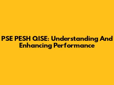 PSE PESH QISE: Understanding And Enhancing Performance