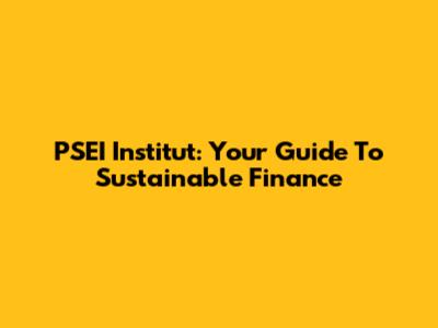 PSEI Institut: Your Guide To Sustainable Finance