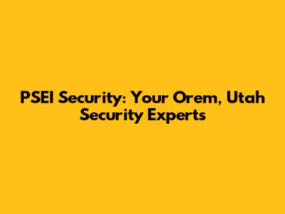 PSEI Security: Your Orem, Utah Security Experts
