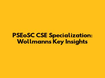 PSEoSC CSE Specialization: Wollmann's Key Insights