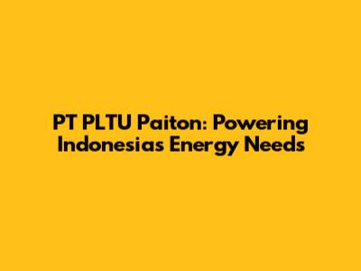 PT PLTU Paiton: Powering Indonesia's Energy Needs