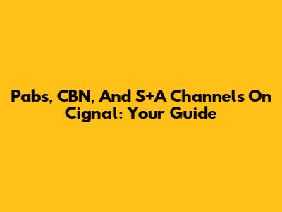 Pabs, CBN, And S+A Channels On Cignal: Your Guide