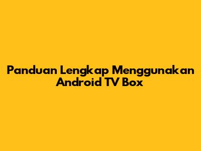 Panduan Lengkap Menggunakan Android TV Box