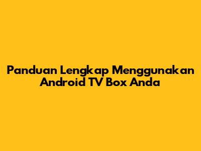 Panduan Lengkap Menggunakan Android TV Box Anda