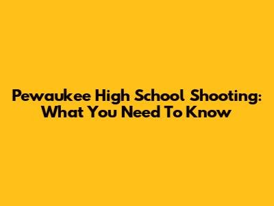 Pewaukee High School Shooting: What You Need To Know