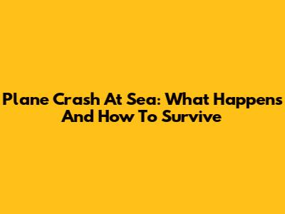 Plane Crash At Sea: What Happens And How To Survive