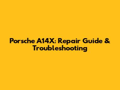 Porsche A14X: Repair Guide & Troubleshooting