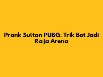 Prank Sultan PUBG: Trik Bot Jadi Raja Arena