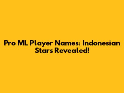 Pro ML Player Names: Indonesian Stars Revealed!