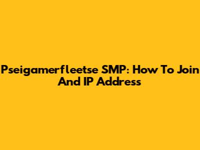Pseigamerfleetse SMP: How To Join And IP Address