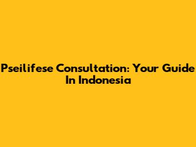 Pseilifese Consultation: Your Guide In Indonesia
