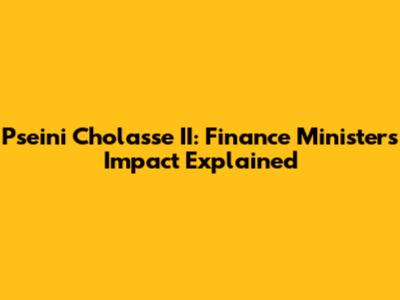 Pseini Cholasse II: Finance Minister's Impact Explained