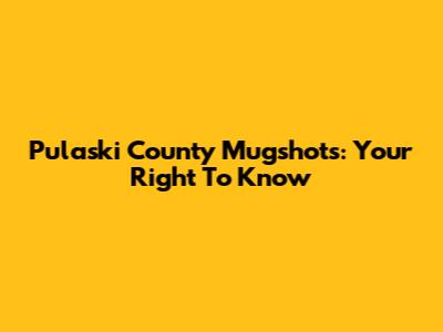 Pulaski County Mugshots: Your Right To Know