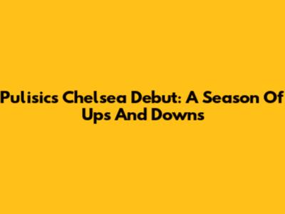 Pulisic's Chelsea Debut: A Season Of Ups And Downs